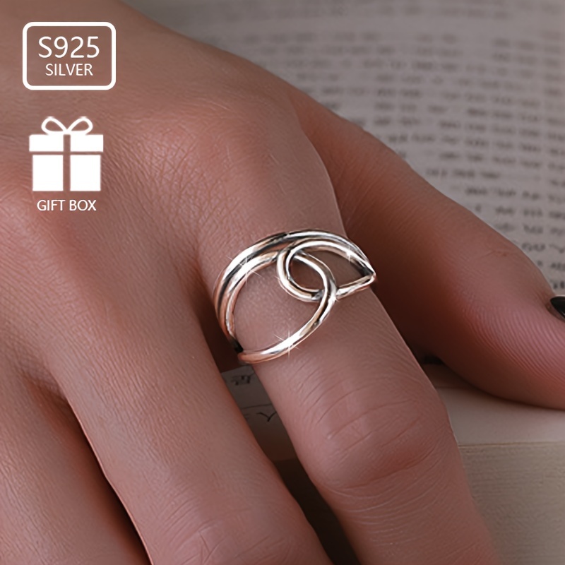S925 Sterling Silver Double Layer Irregular Cross Ring